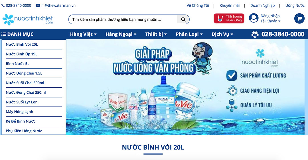 Website Nuoctinhkhiet.com trên nền tảng WordPress