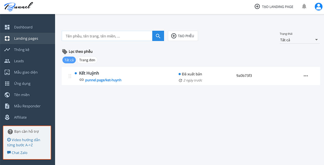 Quản lý Landing Page & Phễu