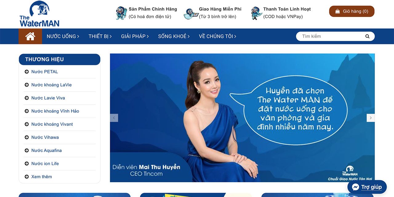 Website thewaterman.vn dùng mã nguồn Haravan